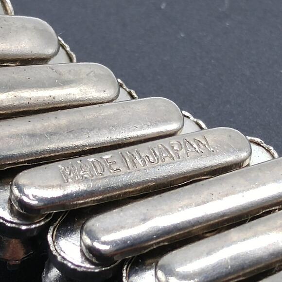 Vintage Japan Clear Rhinestone Expansion Bracelet, Clear Rhinestones, Up to 8" - Picture 2 of 10